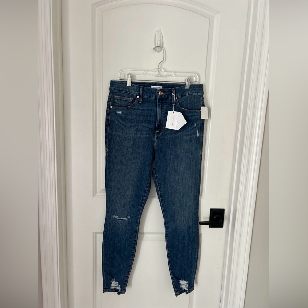 Good American Good Waist Denim Jeans Distressed Destroyed 14/32 High Rise NWT